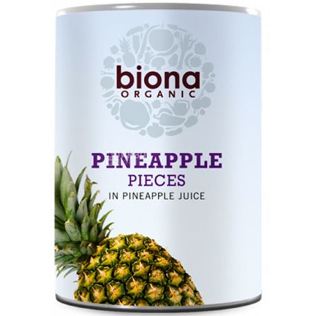 Biona, 400 г, Біона, Ананасові шматочки, у власному соці, органічні