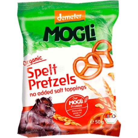 Mogli, 50 г, Могли, Брецелі зі спельти, органічні