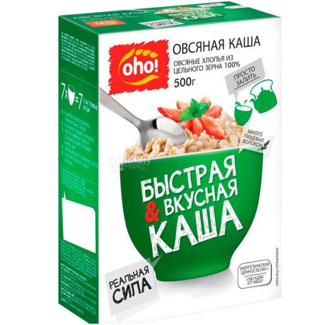 Oho!, 500 г, Охо!, Каша вівсяна, швидкого приготування, без варіння