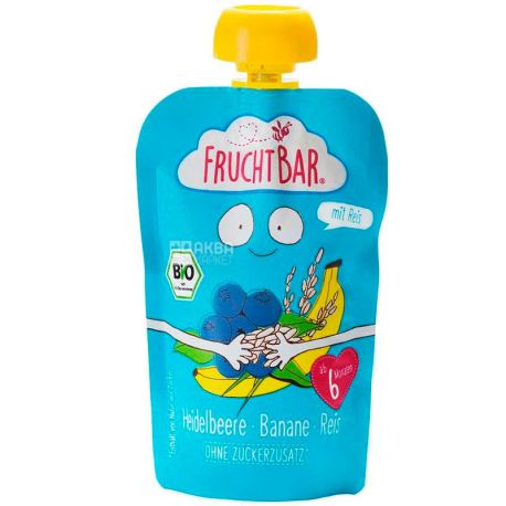 FruchtBar, 100 г, ФручБар, Фруктовое пюре, черника банан рис