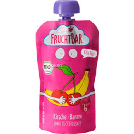 FruchtBar, 120 г, Фруктбар, Фруктовое пюре вишня, банан