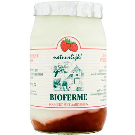 Bioferme, 125 г, Біоферм, Йогурт полуниця, органічний