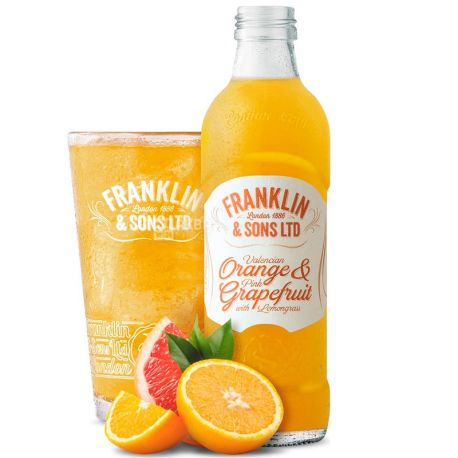 Franklin & Sons, 275 мл, Франклин энд Санз, Напиток газированный  Апельсин и Грейпфрут