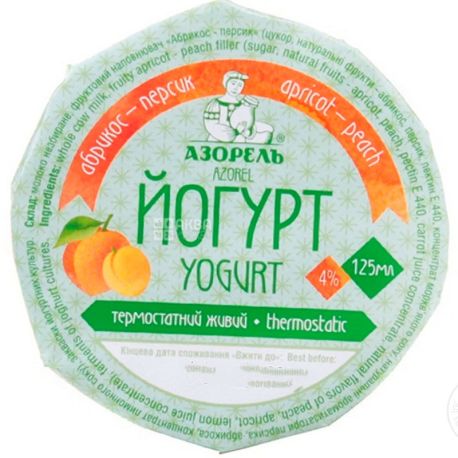 Азорель, 125 мл, Йогурт абрикос-персик