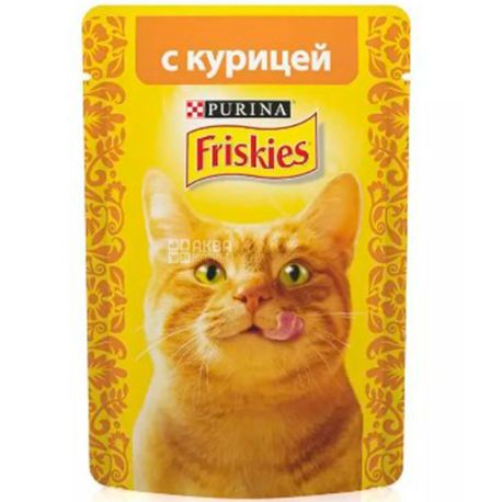 Purina Friskies, 85 г, Пурина Фрискис, Корм для котов, кусочки в соусе, с курицей