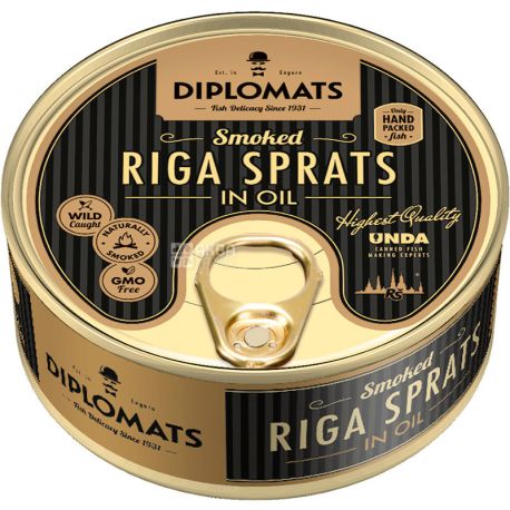 Diplomats, 160 г, Шпроти ризькі в маслі