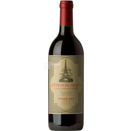 Maison Bouey, Lettres de France Red Dry, Вино красное сухое, 0,75 л