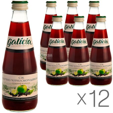 Galicia, 0,3 л, Упаковка 12 шт., Галиция Сок Яблоко-смородина