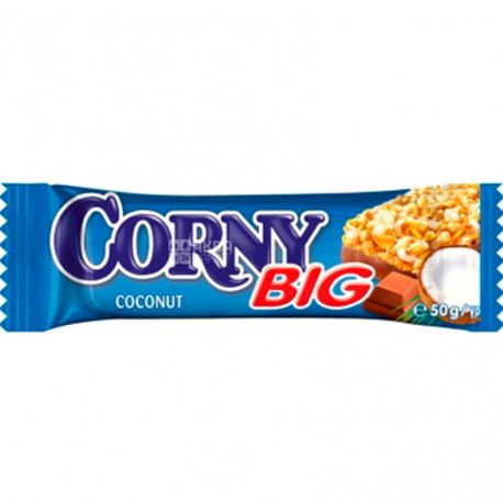 Corny, Big, 50 г, Корни, Батончик злаковый, с молочным шоколадом и кокосом