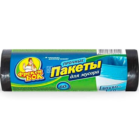 Freken Bock, 20 pcs, 60 L, Trash bags, durable, black