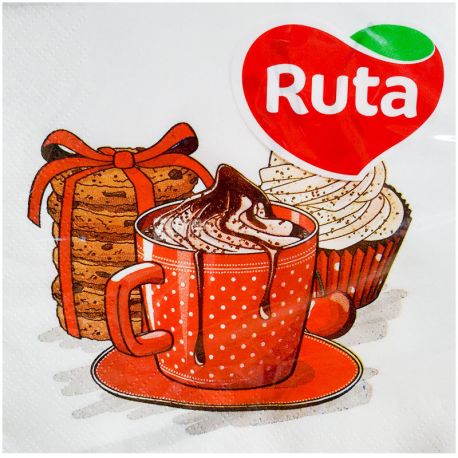 Ruta, 20 шт., Рута, Серветки паперові, Святкова кава, 33х33 см