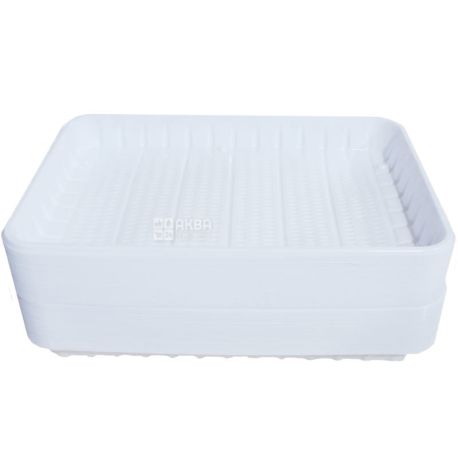 Промтус, Тарелка пластиковая закусочная прямоугольная, 100 шт.,15 х 22 см, белая