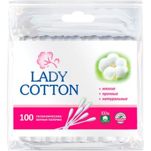 Lady Cotton, 100 шт., Ватні палички гігієнічні