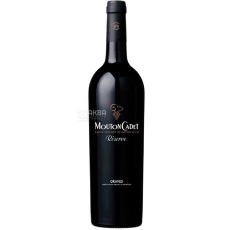 Baron Philippe de Rothschild, Reserve Mouton Cadet Graves Rouge, Dry red wine, 0.75 L