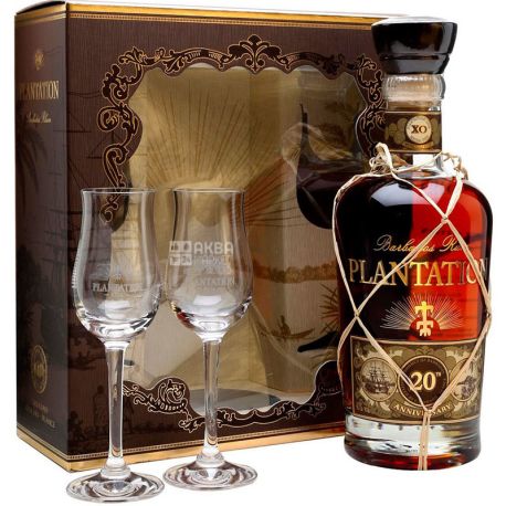 Cognac Ferrand, Plantation Barbados XO 20th Anniversary gift box, Ром 0,7 л