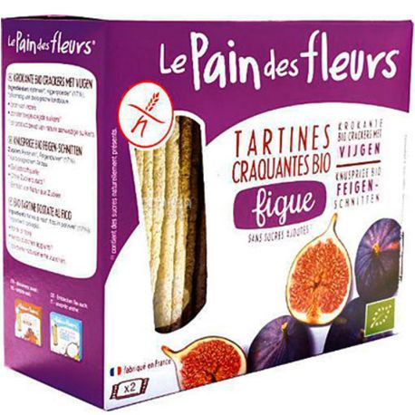 Le Pain des Fleurs, Euro-Nat, 150 г, Евро-Нат, Хлебцы из рисовой муки с инжиром, хрустящие, органические, без глютена