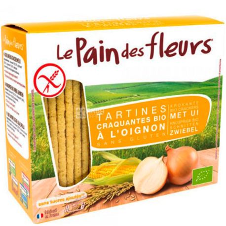Le Pain des Fleurs, Euro-Nat, 150 г, Евро-Нат, Хлебцы с луком, хрустящие, Без глютена, органические