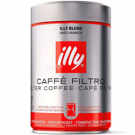 illy, Filter Coffee, 250 г, Кофе Илли, Фильтр, средней обжарки, молотый, ж/б