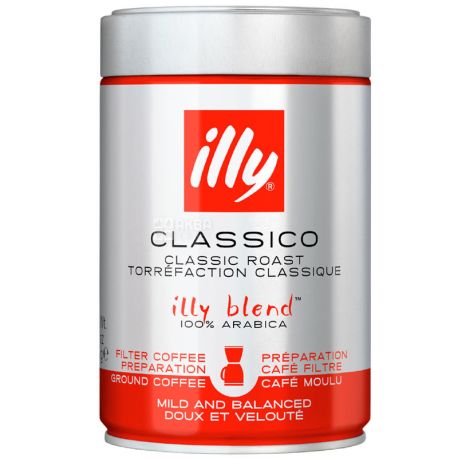 illy, Classico, 250 г, Кофе Илли, Классико, средней обжарки, молотый, ж/б