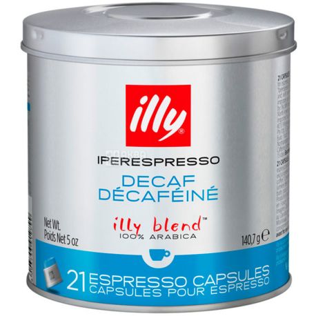 illy, Iperespresso Decaf, 21 x 6,7 г, Кава Іллі, Іпереспресо, без кофеїну, в капсулах, ж/б