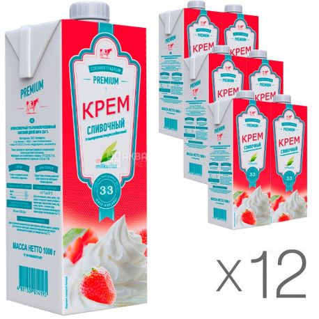 Milkavita, 12 packs of 1 l each, Cream, ultra-pasteurized, 33%