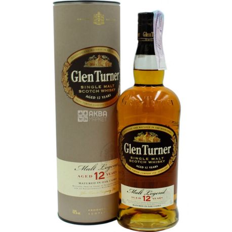 Glen Turner Distillery 12 Y.O., Single malt whiskey, 0.7 L