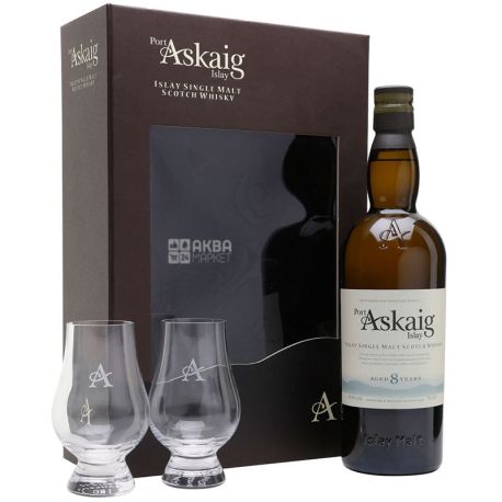 Speciality Drinks Ltd, Port Askaig 8 Yaer Old Gift Glass Set, Віскі односолодовий, 0,7 л