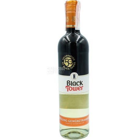 Black Tower, Riesling Gewurztraminer, Вино белое, полусухое, 0,75 л