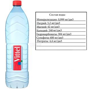 Vittel, 1,5 л, Вітель, Вода мінеральна негазована, ПЕТ