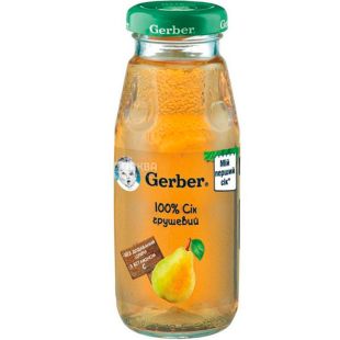 Gerber, 175 мл, Гербер, Сок детский с 4-х месяцев, без сахара, с витамином С, груша