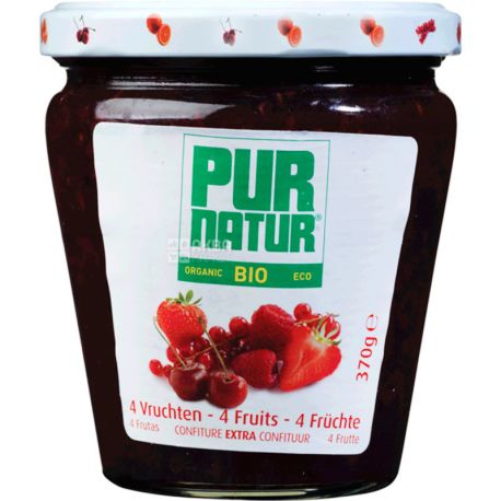 Pur Natur, 370 г, Пур Натур, Джем фруктовий, 4 фрукти