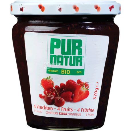 Pur Natur, 370 г, Пур Натур, Джем фруктовый, 4 фрукта