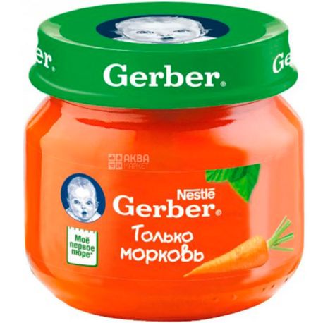 Gerber, 80 г, Гербер, Пюре овощное детское с 6-ти месяцев, Морковь