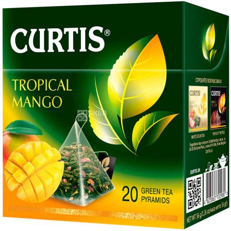 Curtis, Tropical Mango, 20 пирамидок, Кертис, Чай зеленый