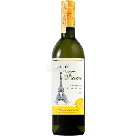 Maison Bouey, Lettres de France Colombard Chardonnay, Вино белое, сухое, 0,75 л