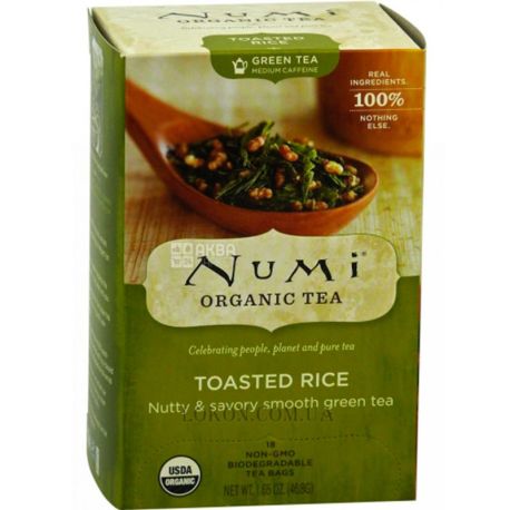 Numi, Toasted rice, 18 пак. по 2 г, Нумі, Чай зелений з рисом Генмайча