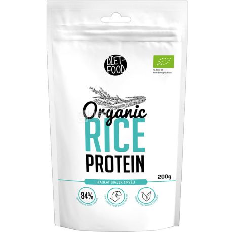 Diet-Food, Rice protein, Рисовий протеїн, органічний, 200 г
