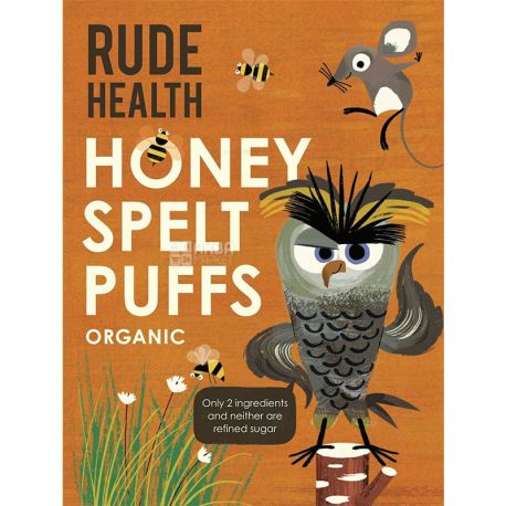  Rude Health, Honey spelt puffs, Повітряні пластівці медові, органічні, 175 г