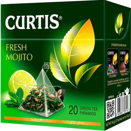 Curtis, Fresh Mojito, 20 пірамідок, Кьортіс, Чай зелений 