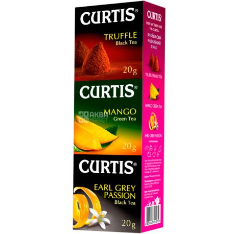 Curtis, Truffle+Mango+Earl Grey, 60 г, Кертис, Набор чая рассыпного, ассорти