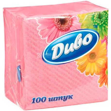 Диво, 100 шт., Салфетки столовые, однослойные, 24 х 24 см, розовые