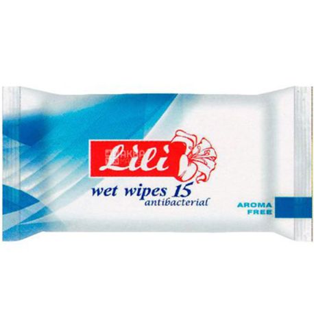 Lili, 15 pcs, Lily, Odorless Wet Wipes