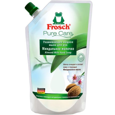 Frosch, 500 мл, Фрош, Мыло жидкое, Миндальное молочко, для рук