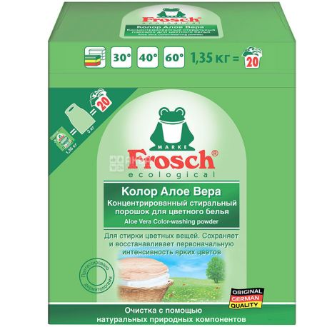 Frosch, 1,35 кг, Фрош, Порошок-концентрат стиральный, Колор, Алоэ вера