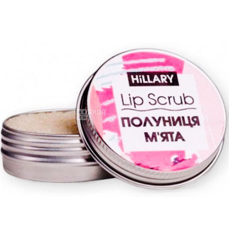 Hillary, Lip scrub, 30 г, Хілларі, Скраб для губ, цукровий, Полуниця + м'ята