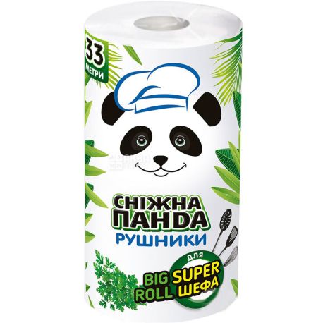 Снежная Панда, Big Roll, 1 рул., Полотенца бумажные, 2-х слойные, белые, 276 листов, 13х13 см