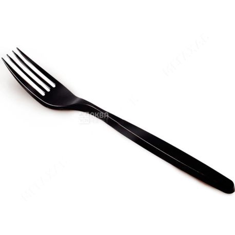 Plastic fork, LUX, premium, black, pack of 10, 18 cm
