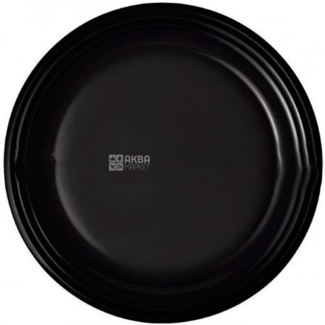 Plate plastic flat, black, LUX, premium, 26 cm, package 10 pcs.
