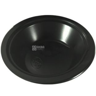 LUX Премиум, Тарелка пластиковая суповая глубокая, 10 шт., Ø 35 см, черная