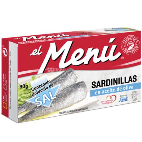 El Menu, 90 г, Сардины Средиземноморские, пикантные, в подсолнечном масле